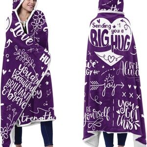 Purple Hooded Cozy & Soft Blanket with Inspirational Quotes